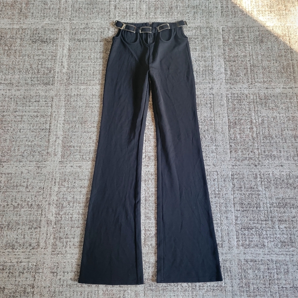 I.AM.GIA Kyla Full‎ Length Tall Mid Rise Cutout Stretch Ponte Flare Pants XXS - Picture 16 of 16